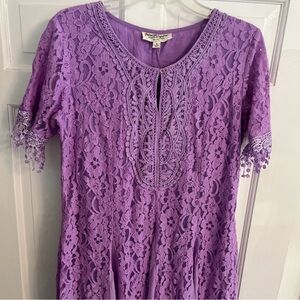 Norm Thompson Purple Lace Dress Easter Wedding Tea Sz S